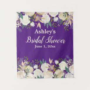 Greenery Bridal Shower Photo Booth Purple Prop Tapestry
