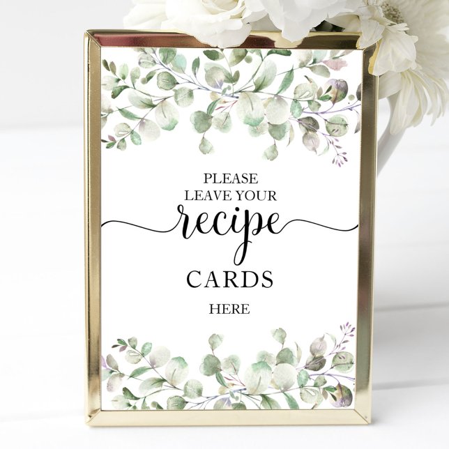 Greenery Bridal Shower Recipe Cards Sign (Creator Uploaded)