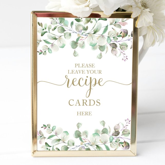 Greenery Bridal Shower Recipe Cards Sign (Creator Uploaded)