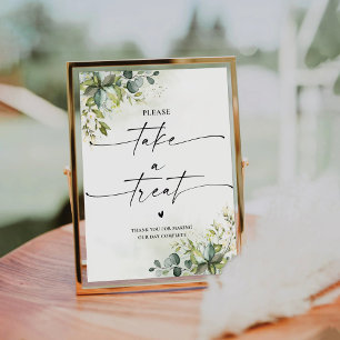 Greenery Bridal Shower Take A Treat Sign