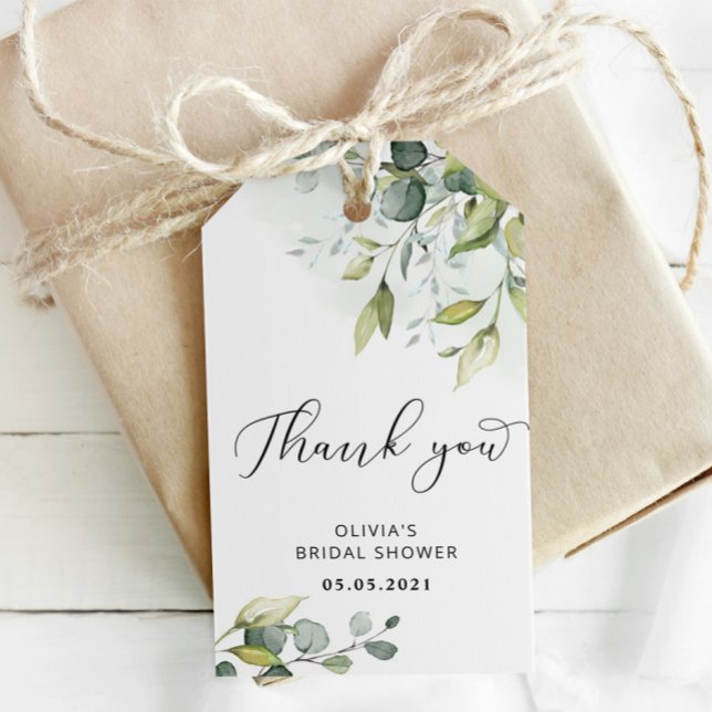 Greenery bridal shower thank you tag (Creator Uploaded)