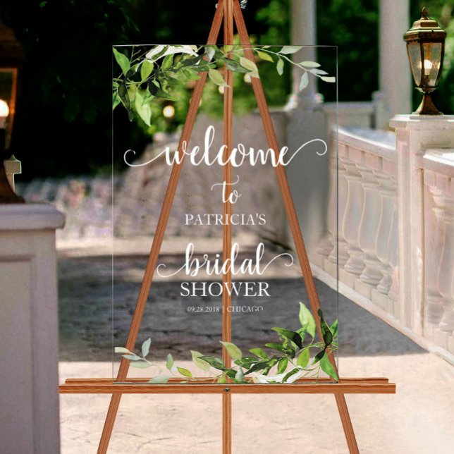 Greenery Bridal Shower Welcome Acrylic Sign (Creator Uploaded)
