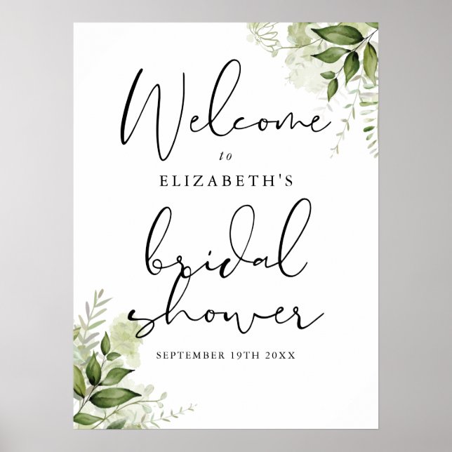 Greenery Bridal Shower Welcome Sign (Front)