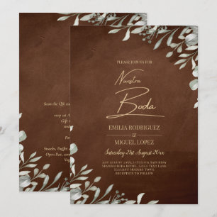 Greenery Brown Wedding Fall Winter Invitation