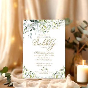Greenery Brunch And Bubbly Bridal Shower Invitation