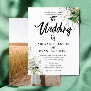 Greenery Brush Calligraphy Wedding Postcard