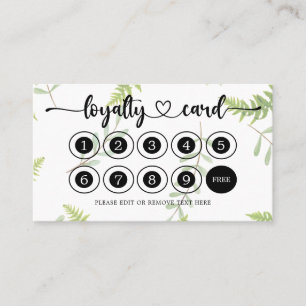 Greenery Business Logo Store Salon Coffee Shop  Loyalty Card