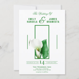 Greenery Cala Lily Wedding Invitation Card