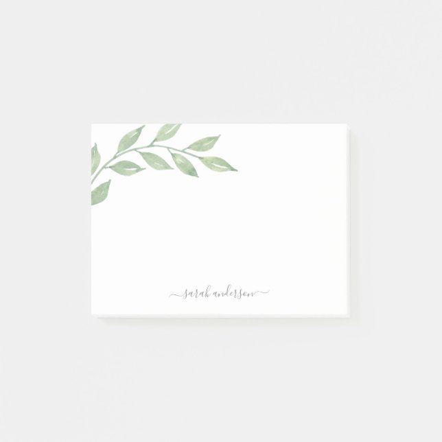 Greenery Calligraphy Personalized Post-it Notes (Front)