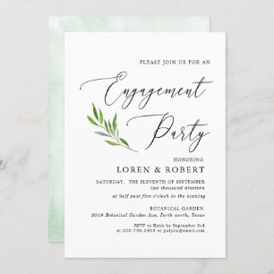 Greenery Calligraphy Rustic Engagement Party Invitation
