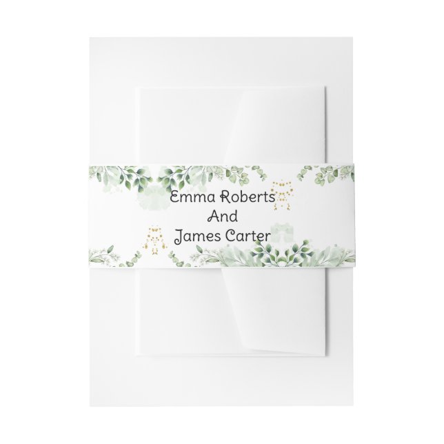 Greenery Calligraphy Wedding Invitation Belly Band (Front Example)