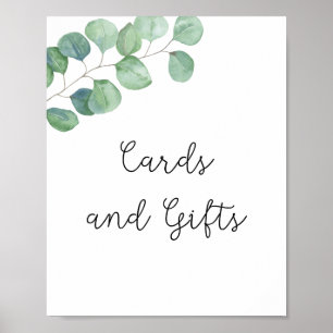 Greenery - cards and gifts baby shower poster