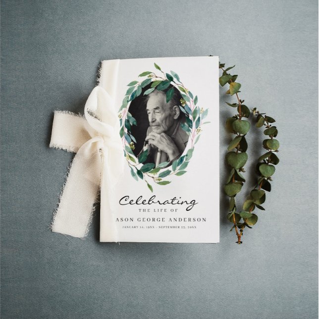 Greenery Celebration of Life Funeral Program Flyer (Creator Uploaded)