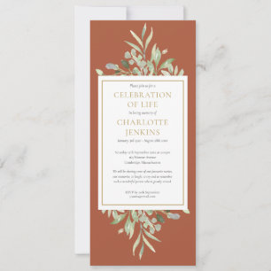Greenery Celebration of Life Funeral Service Invi Invitation