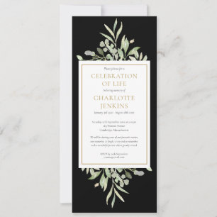 Greenery Celebration of Life Funeral Service Invi Invitation