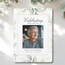 Greenery "Celebration of Life" Photo Funeral  