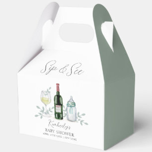 Greenery Champagne Sip & See Baby Shower Favor Box