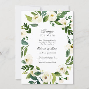 Greenery Change the Date Wedding Postponed Invitation