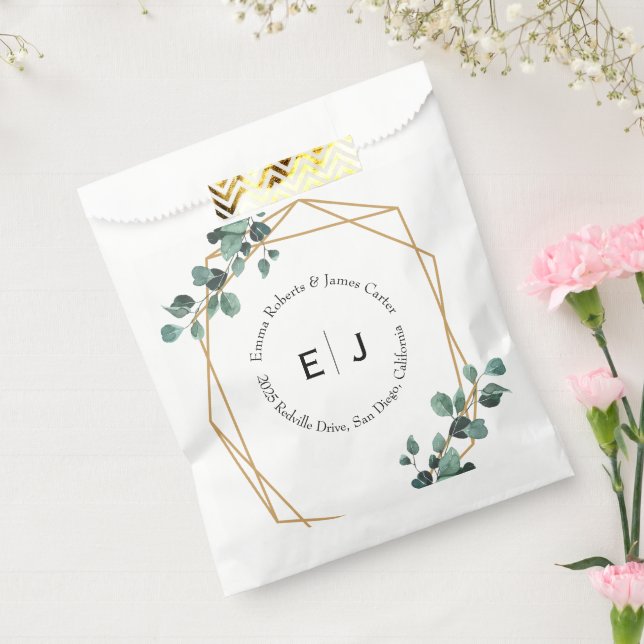 Greenery Chic Monogram Favour Boxes Bag (Sealed)