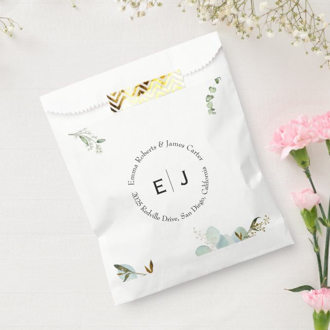 Greenery Chic Monogram Favour Boxes Favour Bag (Sealed)