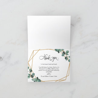 Greenery Chic Photo Wedding Thank You Card