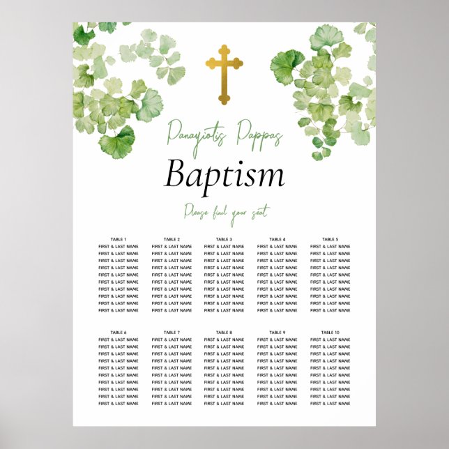 Greenery Christening Baptism Seating Chart (Front)