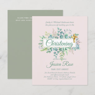 Greenery Christening Invites Baptism Bautizo Leafy