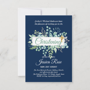 Greenery Christening Invites Baptism Bautizo Leafy