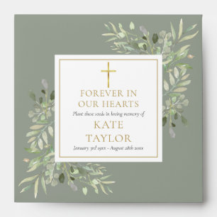 Greenery Christian Funeral Memorial Seed Packet Envelope