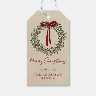 Greenery Christmas Wreath Holiday Gift Tags