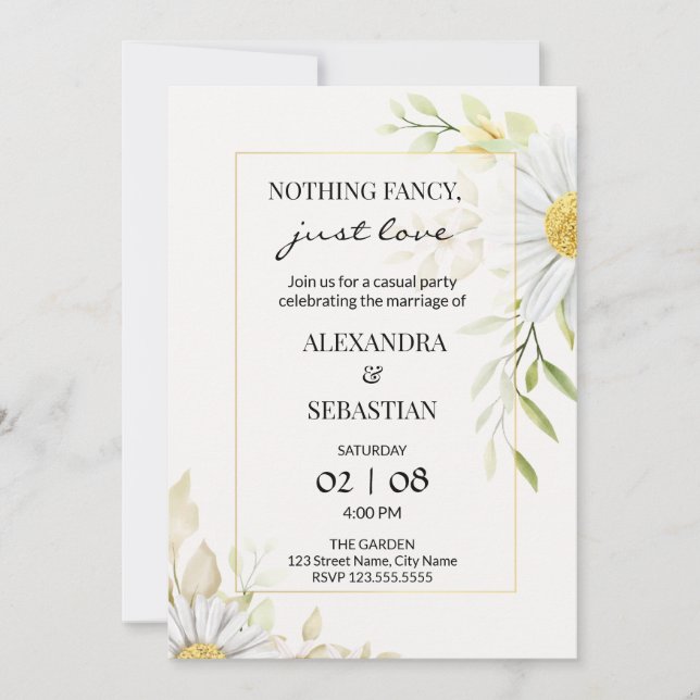 Greenery Chrysanthemum Wedding Reception Invitation (Front)