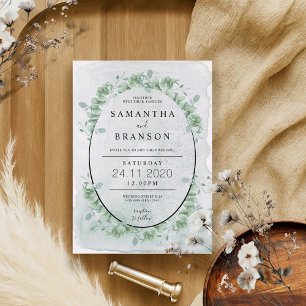 Greenery Circle Wreath Eucalyptus Botanical Invitation