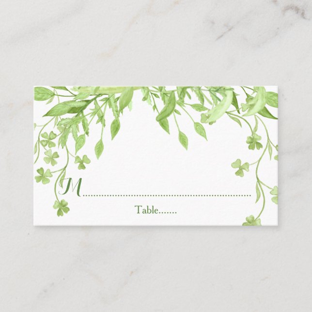 Greenery Clover Floral Wedding Place Cards (Front)