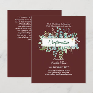Greenery CONFIRMATION Invite Modern Double Sided