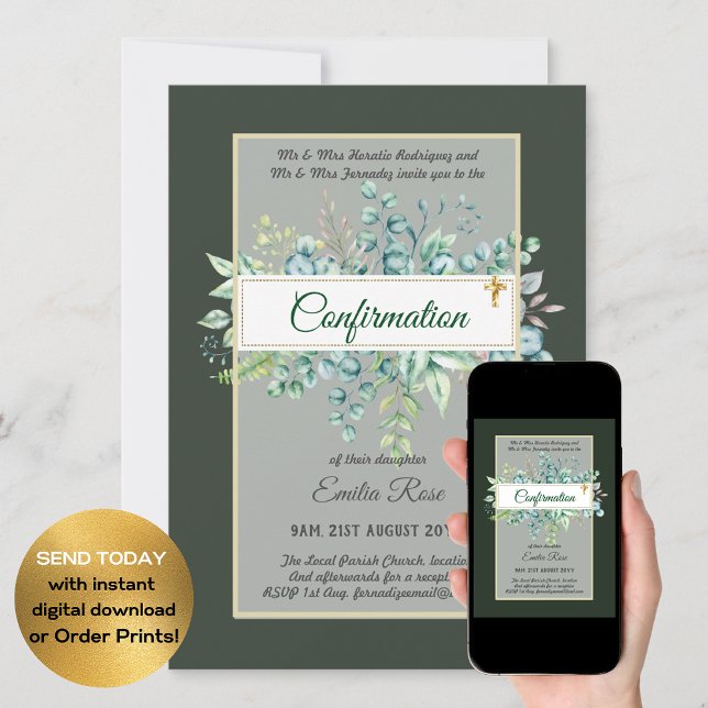 Greenery CONFIRMATION Invite Modern Double Sided (Creator Uploaded)