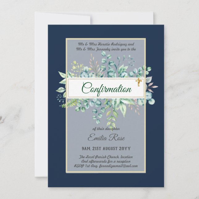 Greenery CONFIRMATION Invite Modern Double Sided (Front)