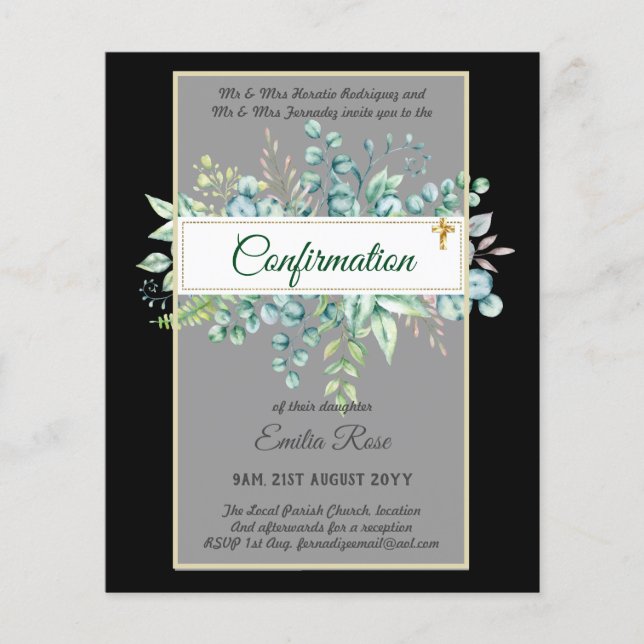 Greenery CONFIRMATION Invite Modern Double Sided Flyer (Front)