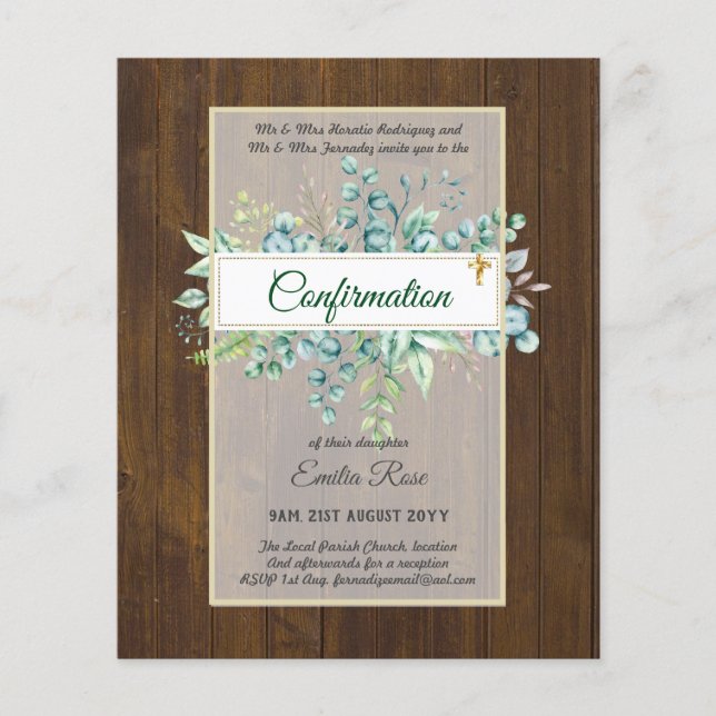 Greenery CONFIRMATION Invite Modern Double Sided Flyer (Front)