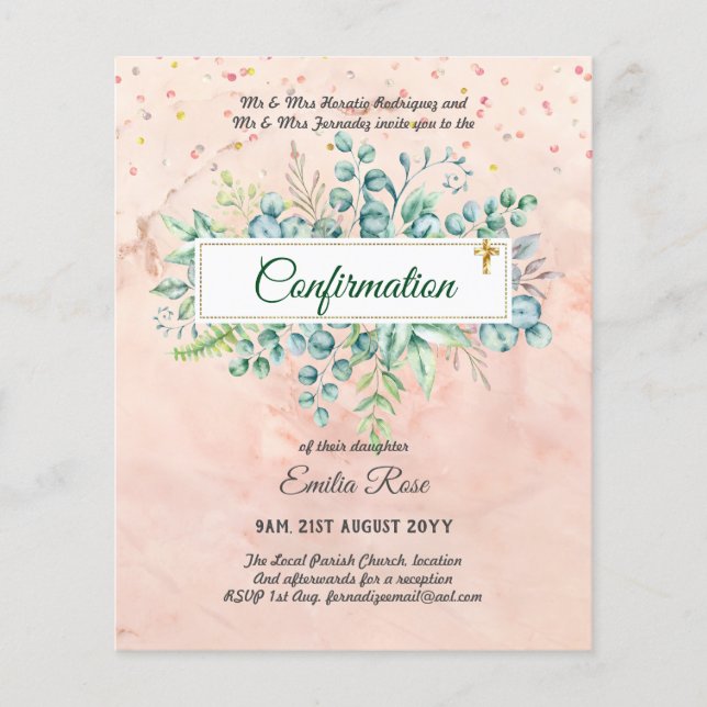 Greenery CONFIRMATION Invite Modern Double Sided Flyer (Front)