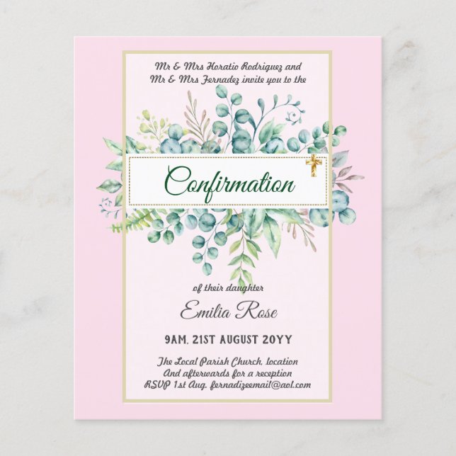Greenery CONFIRMATION Invite Modern Double Sided Flyer (Front)