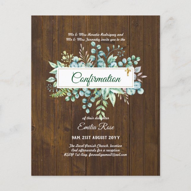 Greenery CONFIRMATION Invite Modern Double Sided Flyer (Front)