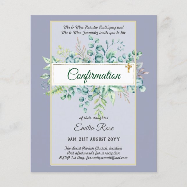 Greenery CONFIRMATION Invite Modern Double Sided Flyer (Front)
