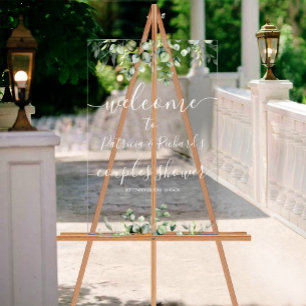Greenery Couples Shower Welcome  Acrylic Sign
