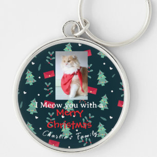 Greenery Cute Pet Christmas Family Monogram Keychain