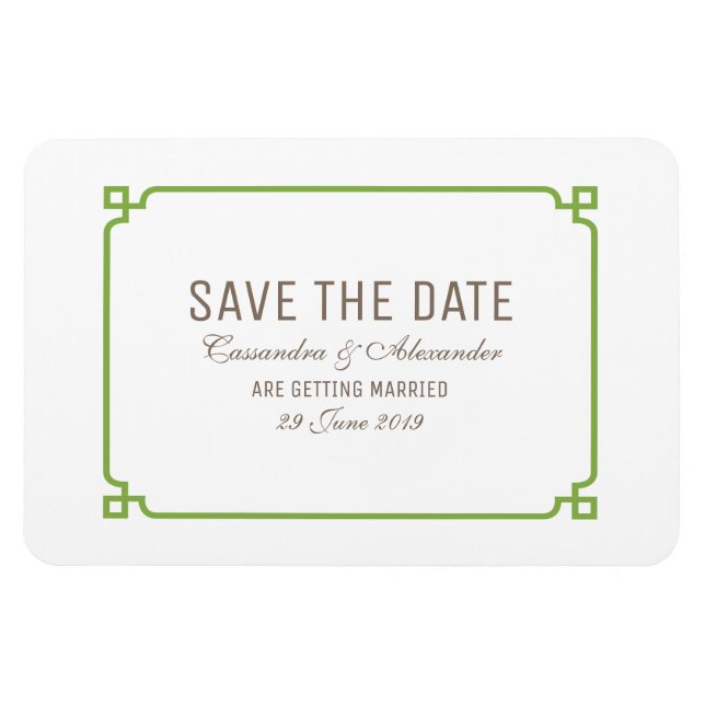 Greenery Deco Chic Save the Date Magnet (Horizontal)