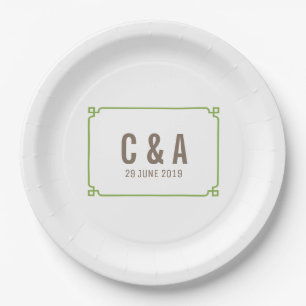 Greenery Deco Chic Wedding Paper Plate