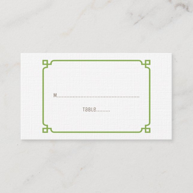 Greenery Deco Chic Wedding Place Cards (Front)