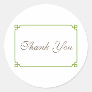 Greenery Deco Chic Wedding Thank You Classic Round Sticker