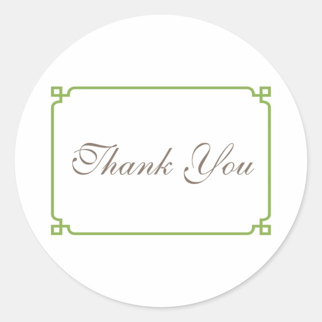 Greenery Deco Chic Wedding Thank You Classic Round Sticker (Front)