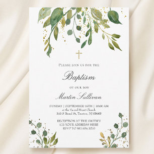 greenery design   Baptism Invitation